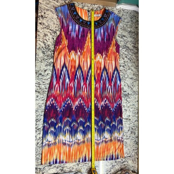 Sandra Darren Womens Multicolor Sleeveless Shift Dress Size 8 Geometric Print - Picture 6 of 7